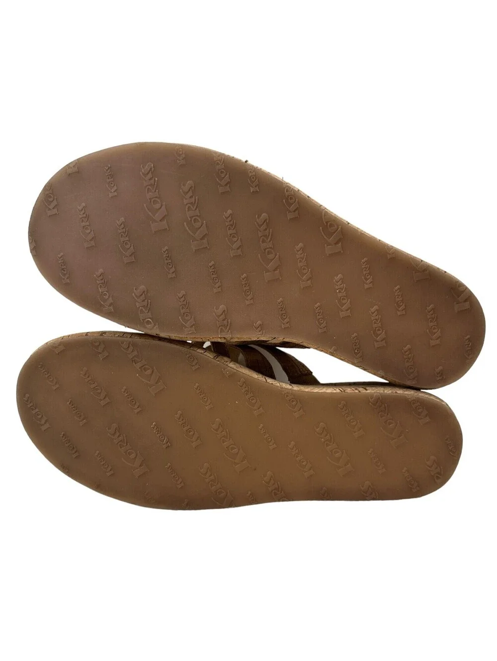 Korks Beige Natural Maya Wedge Sandals Toe Loop Cushioned Cork Leather Women 7M